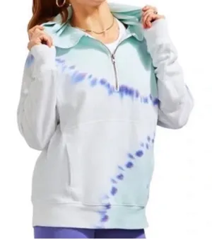 Peloton Women’s Tie Dye Half Zip Graphic Sunburst Pullover Hoodie Sweatshirt M thumbnail 1