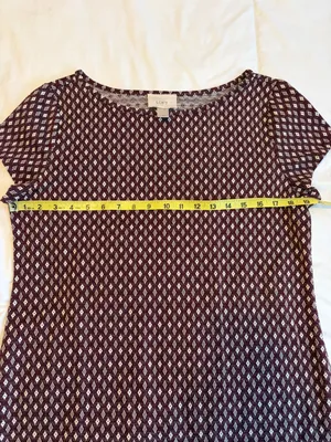 Loft Shift Dress Medium Burgundy Cream Geometric Print Casual Career Teacher D1 thumbnail 6