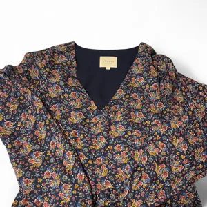 Sézane Penelope Silk Floral Mini Dress in Ochre V-Neck LS Cottagecore French XS thumbnail 3