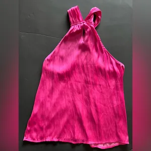 SINCERELY JULES Halter Neck Hot Pink Satin Tank Top Women’s Sz M EUC thumbnail 2