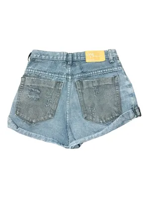 ONE TEASPOON Distressed High-Rise Blue Denim Shorts thumbnail 2