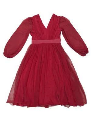 Beulah Style NWT Red V-Neck Tulle Long-Sleeve Party Dress thumbnail 2