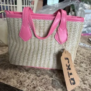 Pink and Cream Woven Mini Bag thumbnail 6