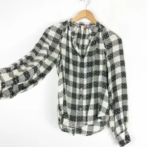 Anthropologie Pilcro Breezy Plaid Buttondown Top XS Check Textured Grunge Emo thumbnail 10