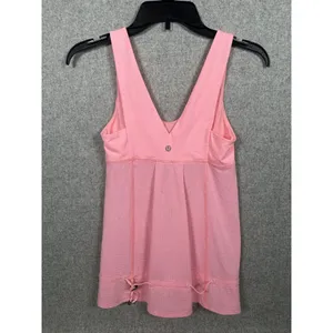 Lululemon Hustle and Bustle Tank Top Womens‎ Size 4 Pink Stripe V-Neck Workout thumbnail 2