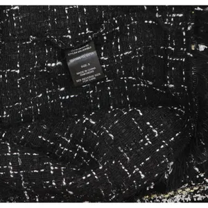 NWT Trixxi Fringe-Trim Boucle Sleeveless Faux Pocket Tweed Dress Black / White S thumbnail 12