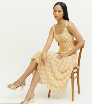 the Reformation Darby Dress Yellow Midi Size Medium thumbnail 1