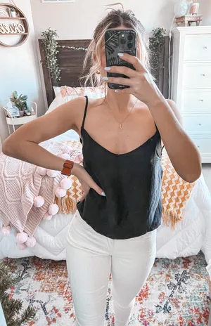Urban Outfitters Black Silk Cowl Neck Tank thumbnail 1