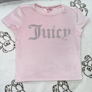 Pink Juicy Couture baby tee with rhinestone logo #y2kfashion #kidcore Soft Velvety Material Size XS Never Worn thumbnail 1