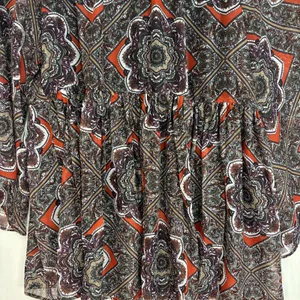 AB Studio Floral‎ Paisley Sheer Blouse Women's Large Boho Flared Hippie Babydoll thumbnail 11