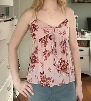 American Eagle Floral Pink Babydoll tank top thumbnail 1