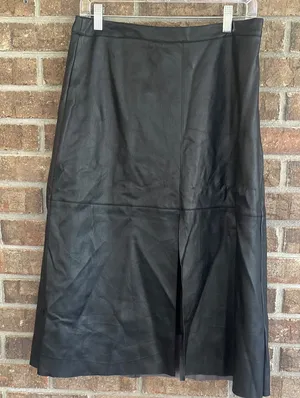 Who What Wear Chic Black Vegan Leather Midi Skirt thumbnail 1