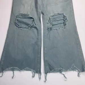 Vervet 90s Vintage High Rise Distressed Crop Wide Leg Jeans Green-Grey Size 27 thumbnail 4