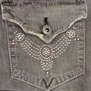 L.E.I. Denim Jeans Grey Wash Juniors 14 Low Rise Hiphugger Bootcut Stretch Belt thumbnail 5