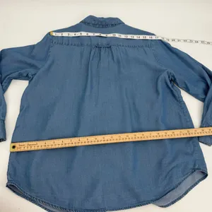 Style & Co Shirt Women's PL Petite Large Blue Pleated Roll Tab Sleeve Flowy Top thumbnail 9