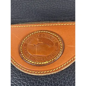 Dooney & Bourke AWL Navy Brown Pebbled Leather Top Handle Satchel Purse Bag 90s thumbnail 11