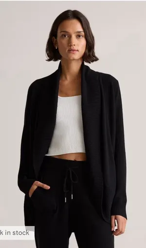 Quince Mongolian Cashmere Open Cardigan Sweater Black Size S Luxury Classic‎ thumbnail 1