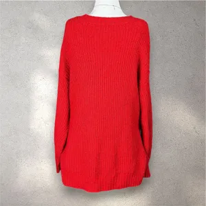 American Eagle Knit Crewneck Sweater Women's XXS Red Oversized Cozycore Academia thumbnail 2