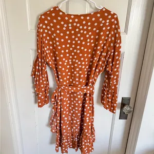 Maje polka dot long sleeve knee length wrap dress‎ size 1 (their small) thumbnail 6