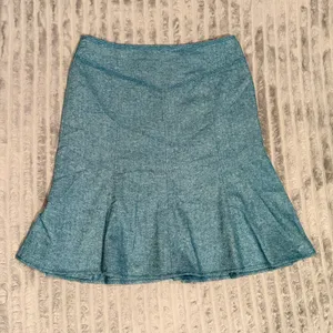 Ann Taylor Loft Teal Blue Wool Silk Blend Tweed Flared A-Line Skirt Size 10 thumbnail 2