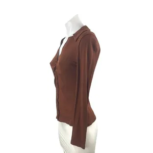 Madewell Women's Brown Collared Long Sleeve Button Down Tee T-Shirt Blouse Top S thumbnail 2