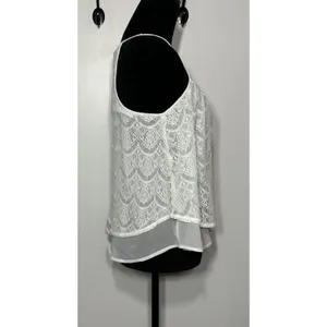 Abercrombie & Fitch Babydoll Top White Lace Flowy Y2K Halter Keyhole Front Small thumbnail 3