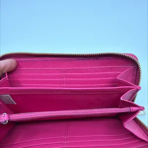 Coach Brown Pink Signature Coated Canvas Zip Wallet thumbnail 4