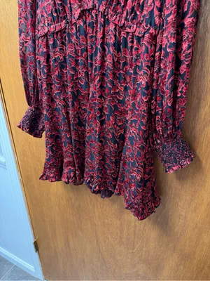 Alice + Olivia Briar Floral Blouson Empire Long Sleeve Mini Dress Red Black 2 thumbnail 9