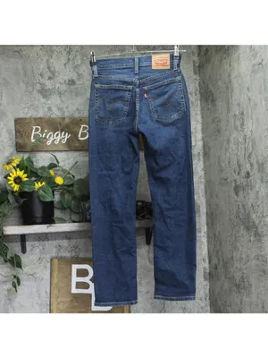 Levi's Womens Wedgie Button Fly Straight Jeans Indigo Here We Go Blue 26x28 thumbnail 2