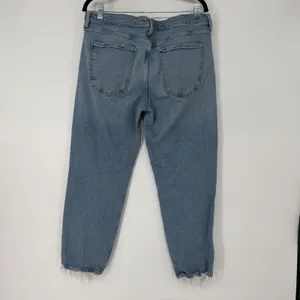 AGOLDE Distressed Crop Jeans Womens 32 Raw Hem Light Wash Straight‎ 90s thumbnail 2