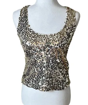 NWOT ABERCROMBIE & FITCH Gold Sequin Racer Back Tank Top - size XS thumbnail 1