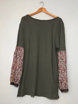Free People Jade Long Sleeve Tee Mixed Print Sleeves thumbnail 6