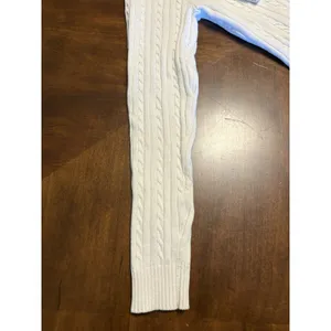 IZOD Womens Cable Knit Sweater White Crew Neck Cotton Size M Preppy Classic Y2K thumbnail 9