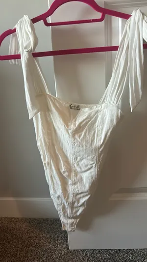 Free People Intimately White Bow Bodysuit thumbnail 1