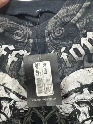 AFFLICTION Collapse Womens Baby Tee XS New Cropped Length thumbnail 5