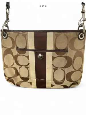 Coach Khaki and Brown Signature Canvas Crossbody Bag thumbnail 3
