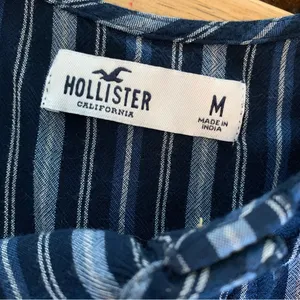 Hollister Blue Stripe Button Up Tank Top M thumbnail 5
