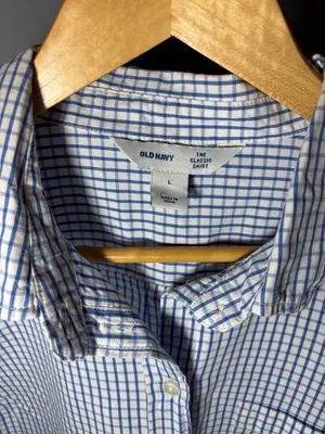 Ladies Large Old Navy Blue Check Blouse - never worn thumbnail 3