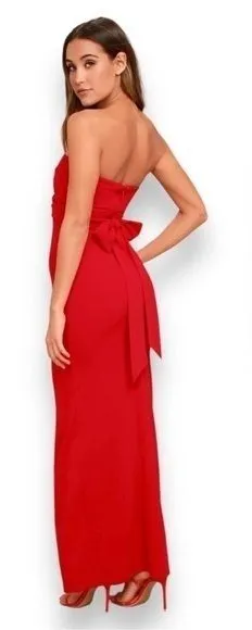 Lulu's Own the Night Red Strapless Maxi Dress Size Small NWT‎ thumbnail 1