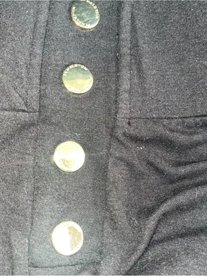 Halston Heritage Wide Leg Black Pants with Gold Button Detail. Size Large. thumbnail 6