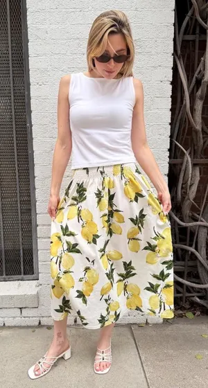 Target Lemon print midi skirt sz s #boho #farm #cottagecore #churchskirt - no brand thumbnail 1