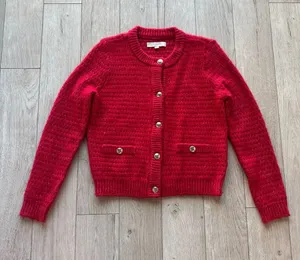 LOFT Stitchy Sweater Jacket Red thumbnail 1