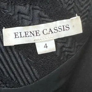 ELENE CASSIS Black Textured Puff Sleeve Fitted Dress 4 Lined‎ Cocktail Evening thumbnail 9