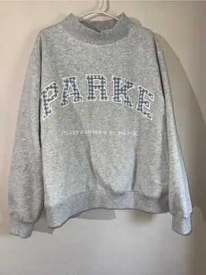 PARKE x Stoney Clover Lane Gray Gingham Sweatshirt L/XL thumbnail 1