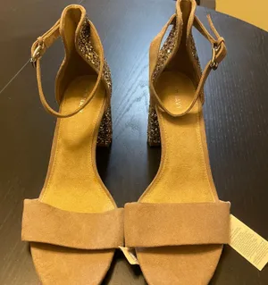 NWT Old Navy Faux Suede Glitter Block Heel Sandals - Women Size 10 - Beige thumbnail 1