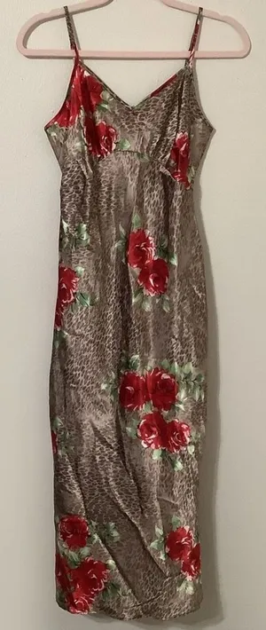 Cheetah Maxi‎ Dress Small Y2K 2000s Feminine Bratzcore Romantic Glam Summer thumbnail 1