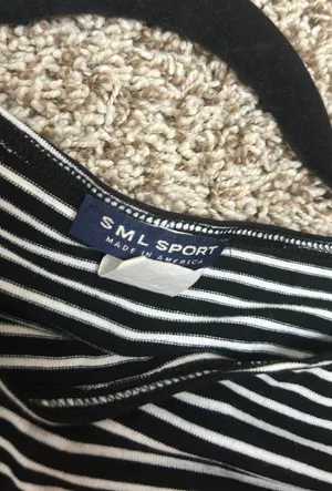 SML Sport Vintage Black And White Striped Tank, Wool, Full Coverage thumbnail 2