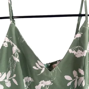 CMZ2005 Green Floral Sleeveless V-Neck Stretch Long Maxi Dress Women Sz XS thumbnail 6