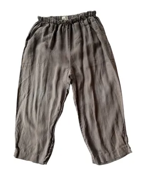 Mosaic USA Pants Women Large Gray Good Cropped Wide Leg Linen Elastic Waist thumbnail 1