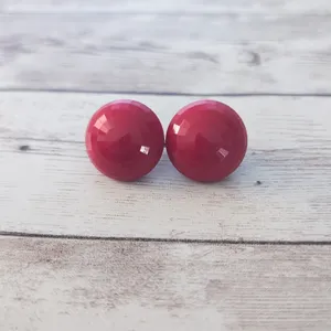 Vintage Dalshem Clip On Earrings Red Faceted Circle 7/8" thumbnail 2